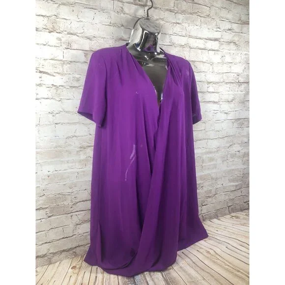 LUSH womens S lavender purple fold over front tunic blouse - Picture 7 of 10